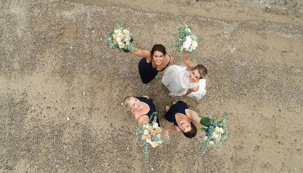 Aerial Wedding Photography - Bride On The Beach